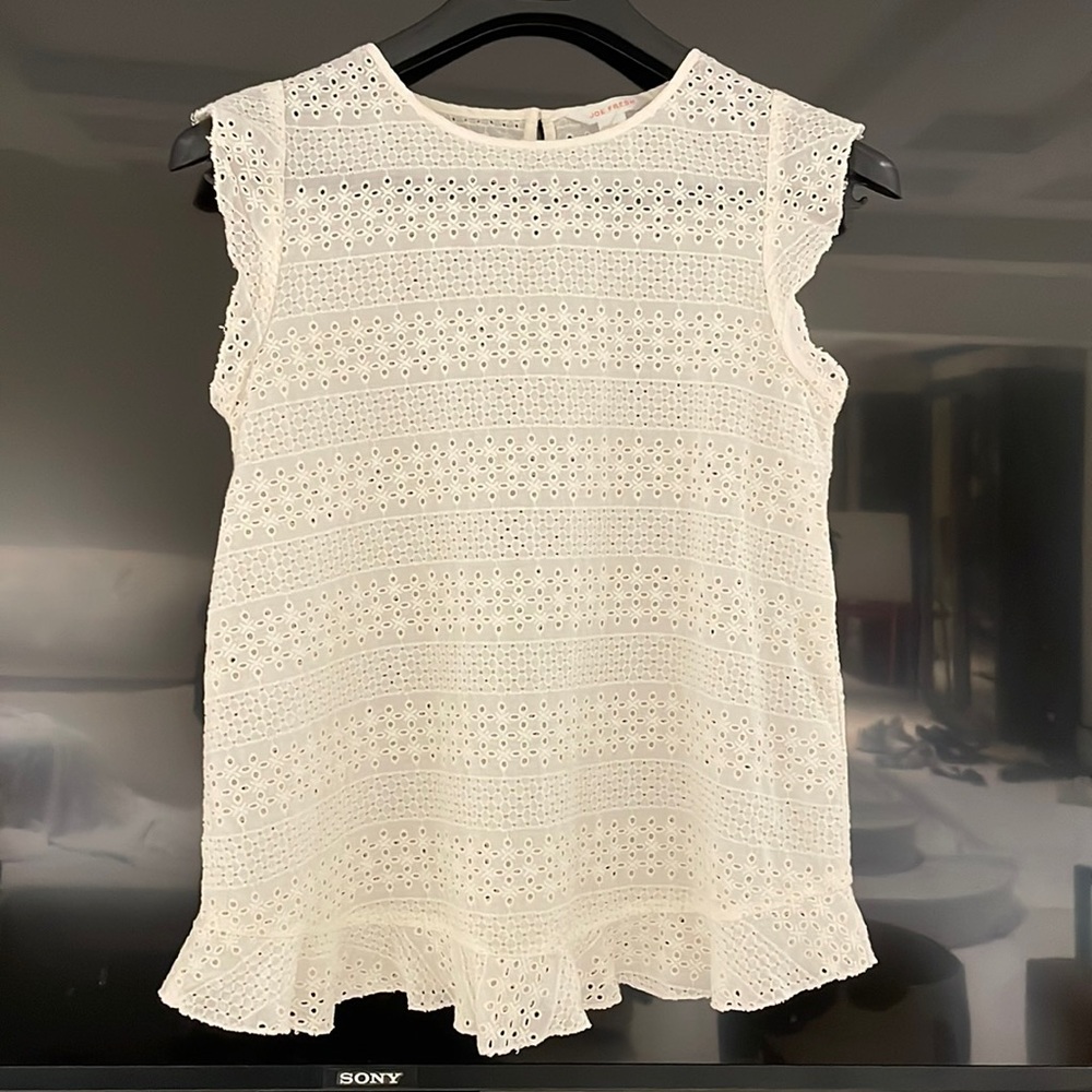 JOE FRESH Eyelet ruffle top. Size S